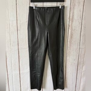 Zara High-Waisted Black Faux Leather Seamed Leggings Size L
